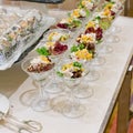 Appetizing salad in a transparent salad bowl, food closeup Royalty Free Stock Photo