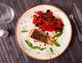 Appetizing salmon with stewed vegetables Royalty Free Stock Photo