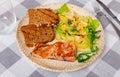 Appetizing salmon with a vegetable salad Royalty Free Stock Photo