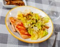 Appetizing salmon with a vegetable salad Royalty Free Stock Photo