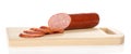 Appetizing sausage on the chopping board