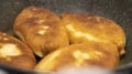 Appetizing savory fried pies. Traditional fresh, freshly made homemade stuffed pies, also known as pastel. Rustic fried yeast