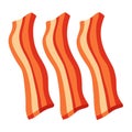 Appetizing shot of several strips of fried bacon arranged neatly on a white background Royalty Free Stock Photo