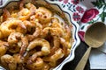 Appetizing shrimps cooked in spicy sauce with oil Royalty Free Stock Photo