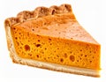 Appetizing Slice Of Homemade Pumpkin Pie With Flaky Crust Isolated on White Royalty Free Stock Photo