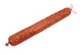 Appetizing smoked sausage stick over white