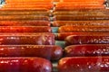 Appetizing snag, sausage, banger, frankfurter, weenie, snag, re