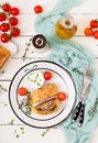 Appetizing strudel with minced beef, onions and herbs Royalty Free Stock Photo