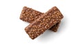 Sweet crunchy chocolate bars on a white background Royalty Free Stock Photo