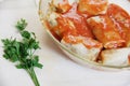 Appetizing stuffed cabbage in tomato sauce