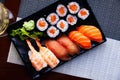 Sushi set from makizushi and nigirizushi Royalty Free Stock Photo