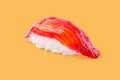 appetizing sushi with smoked salmon on a yellow background for a food delivery site 1