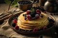 Appetizing sweet pancakes are beautiful. Oil.