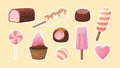 Appetizing sweets stickers. Chocolate bar with fruit filling Royalty Free Stock Photo