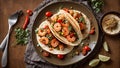 Appetizing taco shrimp tomatoes meal traditional delicious fresh cuisine cook natural