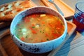 Appetizing tasty pike perch and trout soup