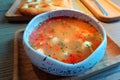 Appetizing tasty pike perch and trout soup