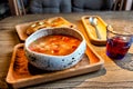 Appetizing tasty pike perch and trout soup