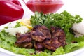 Appetizing weal kebab on skewers Royalty Free Stock Photo