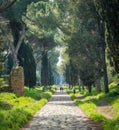 The ancient Appian Way Appia Antica on a sunny spring morning, in Rome. Royalty Free Stock Photo