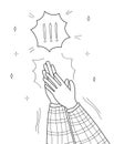 Applaud hands vector in doodle style. Hand drawn clapping human hands