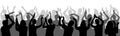 Applauding crowd of people on concert, silhouettes. Vector illustration