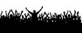 Applause cheerful crowd people silhouette. Concert, party. Funny cheering, sports fans, isolated vector. Royalty Free Stock Photo
