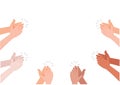 Applause of group of people. Hands clap. Congratulations, cheering, thanksgiving, thanks. Flat style cartoon illustration vector Royalty Free Stock Photo