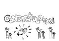 Applause hand draw on white background with congratulation text.vector illustration Royalty Free Stock Photo