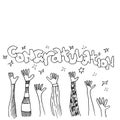 Applause hand draw on white background with congratulation text.vector illustration Royalty Free Stock Photo