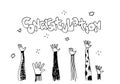 Applause hand draw on white background with congratulation text. Royalty Free Stock Photo