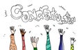 Applause hand draw on white background with congratulation  text.vector illustration Royalty Free Stock Photo