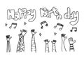 Applause hand draw on white background with happy Birthday text Royalty Free Stock Photo