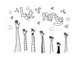 Applause hand draw on white background with let\'s party text. Royalty Free Stock Photo