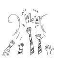 Applause hand draw on white background with WOW text Royalty Free Stock Photo