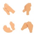 Applause icons set cartoon vector. Set of different clapping hand Royalty Free Stock Photo