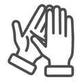 Applause line icon, gestures concept, bravo sign on white background, Hands clapping symbol in outline style for mobile