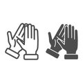 Applause line and solid icon, gestures concept, bravo sign on white background, Hands clapping symbol in outline style