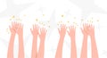 Applause. People hands clapping. Celebration, congratulations, ovations background. Cute simple cartoon design. Flat style vector