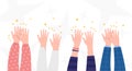 Applause. People hands clapping. Celebration, congratulations, ovations background. Cute simple cartoon design. Flat style vector