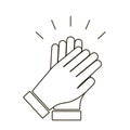 Applause sign thank you, gratitude, greeting, respect, recognition. Hands clap black line icon. Congratulations, cheers