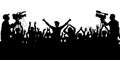 Applause sports fans. Cheering crowd people concert, party. Isolated background silhouette vector. Royalty Free Stock Photo