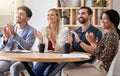 Applause, success and celebrating business people in a meeting clapping hands for company growth. Happy team of employee Royalty Free Stock Photo