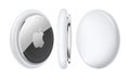 Apple AirTag device on white background, vector illustration. AirTag is a tracking device developed by Apple Inc