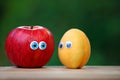 Apple apricot eyes bench garden Royalty Free Stock Photo