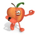 Apple with arms, legs, face cartoon and watch Royalty Free Stock Photo