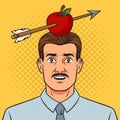 Apple with arrow on man head pinup pop art raster