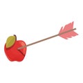 Apple arrow target icon cartoon vector. Archery bow