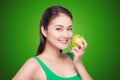 Apple, Asian Beautiful Woman, Fruit.