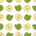 Apple background. Seamless pattern with apples. Flat style. Vector illustration.